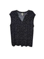 Blusa Anne Klein 1X Preta Bolinhas Sem Mangas Decote V Leve Ajuste Relaxante NOVA comprar usado Blusa Anne Klein 1X Preta Bolinhas Sem Mangas Decote V Leve Ajuste Relaxante NOVA comprar usado  Enviando para Brazil