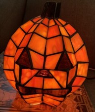 Vitral estilo Tiffany abóbora Jack O lanterna lâmpada 8" decoração Halloween outono comprar usado  Enviando para Brazil