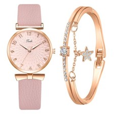 Elegante juego de reloj y pulsera para mujer - esfera floral con brazalete a juego segunda mano Elegante juego de reloj y pulsera para mujer - esfera floral con brazalete a juego segunda mano  Embacar hacia Mexico