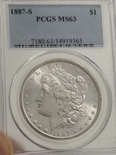 1887 S Morgan dólar prata PCGS MS 63 branco brilhante PQ comprar usado  Enviando para Brazil