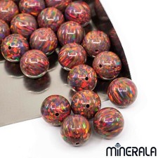 Sintético Vermelho Fogo Opala criados em laboratório Espumante Contas Redondas Completa Broca WP001C0 comprar usado  Enviando para Brazil