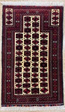 Usado, Tapete oriental geométrico de lã de oração Balouch antigo com nós à mão 2'11" x 4'8" comprar usado  Enviando para Brazil