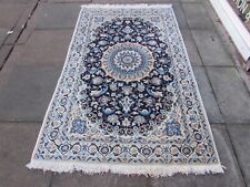 Fino Vintage Hecho a Mano Tradicional Oriental Lana Blanco Azul Tapete 197x125cm comprar usado  Enviando para Brazil