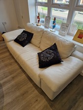 Cream leather sofa for sale  MACCLESFIELD