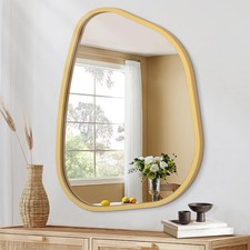 Asymetryczne lustro z drewnianą ramą w kolorze złotym, 65x45 cm na sprzedaż Asymetryczne lustro z drewnianą ramą w kolorze złotym, 65x45 cm na sprzedaż  PL