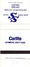 Ottawa Canadá Carlite Vidro de Segurança Automotiva Auto Peças Capa Vintage Matchbook, usado comprar usado  Enviando para Brazil