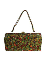 Bolsa de ombro Waldman feminina cetim estampa de asa tom dourado satchel multicolorida comprar usado  Enviando para Brazil