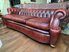 leather oxblood 3 seater sofa for sale  TWICKENHAM