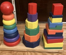 Empilhador de brinquedos clássicos de madeira Melissa And Doug formato geométrico colorido em excelente estado usado comprar usado  Enviando para Brazil