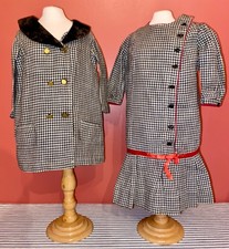 Requintado vestido e casaco de cintura baixa boneca Houndstooth preta c. 1915, antigo comprar usado  Enviando para Brazil
