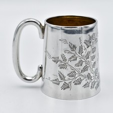Usado, Caneca tanque antiga de prata esterlina batizado samambaias eduardianas 1904 comprar usado  Enviando para Brazil