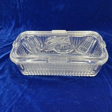 Prato de geladeira vintage Federal Glass com tampa transparente 8 1/2 pol de comprimento comprar usado  Enviando para Brazil