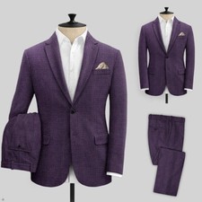 Terno masculino roxo peito único Houndstooth smoking entalhe lapela casamento personalizado comprar usado Terno masculino roxo peito único Houndstooth smoking entalhe lapela casamento personalizado comprar usado  Enviando para Brazil
