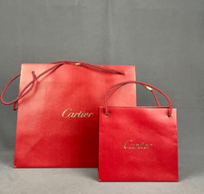 2 sacolas de presente de compras Cartier clássicas vermelhas com cabo de corda 13" e 8", usado comprar usado  Enviando para Brazil