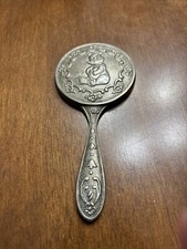 Espelho de mão vintage prata placa bebê vaidade, tema ursinho de pelúcia 5,5" comprar usado  Enviando para Brazil
