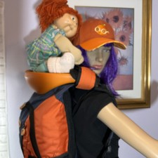 Mochila portabebés Saddle Baby manos libres azul/naranja con asiento segunda mano  Embacar hacia Mexico