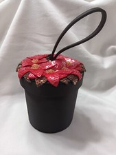 Usado, Bolsa de mão Bloomingdales noite cetim preto vermelho lantejoulas miçangas vaso de flores bolsa de presente  comprar usado  Enviando para Brazil
