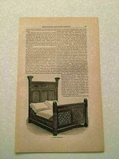 K103) Armário de cama esculpido pendurado madeira Harper's mensal 1878 gravura, usado comprar usado  Enviando para Brazil