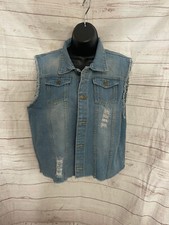 Colete de Fecho Moda Feminino Azul Denim Rasgado Botões Desgastados comprar usado  Enviando para Brazil