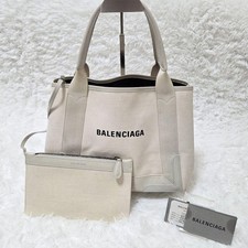 Usado, Autêntica Bolsa Tote Balenciaga Cabas Couro Lona Marfim Excelente Estado comprar usado  Enviando para Brazil