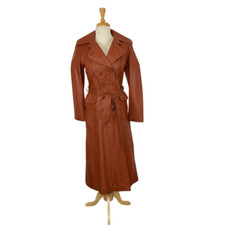 Trench coat de couro PBD International laranja marrom S VTG 11 boho anos 70 Cottagecore comprar usado  Enviando para Brazil