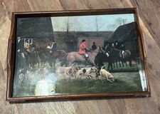 BANDEJA DE CENA DE CAÇA RAPOSA MADEIRA LACADA VINTAGE 17,25x12” comprar usado  Enviando para Brazil