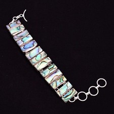 Joia pulseira grande feita à mão de pedra preciosa concha Abalone 41 gms LBB 5069 comprar usado  Enviando para Brazil