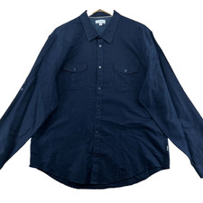 Usado, Camisa casual Calvin Klein masculina tamanho XXL sólida tingida azul marinho algodão manga comprida comprar usado  Enviando para Brazil