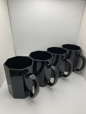 Arcoroc OCTIME Conjunto Preto de 4 Canecas de Chá e Café Vidro Octagonal França, usado comprar usado  Enviando para Brazil