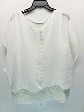 I.N. Blusa Studio Feminina Transparente Manga de Morcego Cintura Babado Branco Tamanho XL, usado comprar usado  Enviando para Brazil