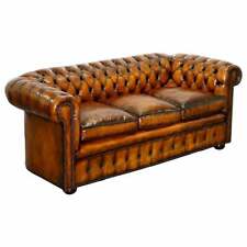 Sofá clube chesterfield de couro marrom uísque restaurado tingido à mão década de 1930 inglês comprar usado  Enviando para Brazil