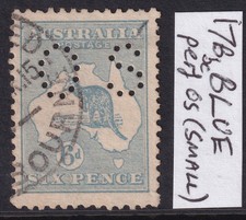Australia Kangaroo, 1913, 6d Blue, First Wmk, Perf OS Small, BW17Bbc, Usado. comprar usado  Enviando para Brazil