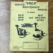 Yale MLW MPW MTW MLE MPE MPC MTWR SERVIÇO DE MANUTENÇÃO MANUAL PALETE WALKIE LIFT TRUCK comprar usado  Enviando para Brazil
