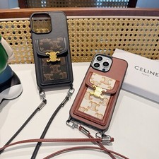Capa de couro Celine para iPhone 14 15 16 Pro Max corrente móvel à prova de choque comprar usado  Enviando para Brazil