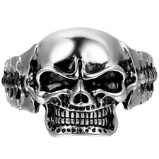 Bracelete masculino gótico pesado aço inoxidável punk motociclista caveira punho prata comprar usado  Enviando para Brazil