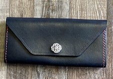 Bolsa de mão envelope couro preto genuíno bolsa botão nó celta estojo irlandês comprar usado  Enviando para Brazil