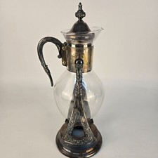 Garrafa de café vintage prata prato vidro inclinável ornamentado gravado comprar usado  Enviando para Brazil