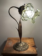Abajur de mesa vintage Heyco bronze pescoço de ganso tulipa com abajur de vidro óptico comprar usado  Enviando para Brazil