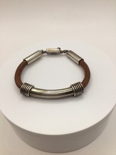 Pulseira de couro vintage México Taxco tubo prata esterlina ~ 7,5” comprar usado  Enviando para Brazil