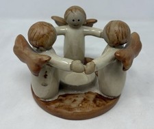 Estatueta Angels Friendship Circle cerâmica suporte de vela luz chá 3 anjos (G5) comprar usado  Enviando para Brazil