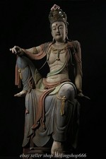 Estátua confortável da deusa Guan Yin 51,2" antiga chinesa esculpida em madeira budismo comprar usado  Enviando para Brazil