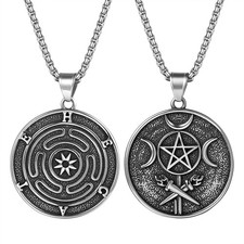 Colar pingente feminino roda Hecate dupla face joia wicca aço inoxidável comprar usado Colar pingente feminino roda Hecate dupla face joia wicca aço inoxidável comprar usado  Enviando para Brazil
