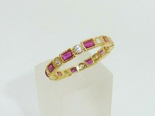 Usado, Anel feminino de ouro 18 quilates e prata esterlina 925 safira e rubi Eternity comprar usado  Enviando para Brazil