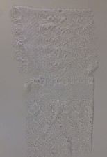 Używany, Zasłona koronkowa Plauener 60x176 cm, biała, haft makramowy, przeciąg prętowy na sprzedaż  PL