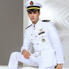 Uniformes militares da Marinha dos EUA marinheiro branco iate capitão exército americano ternos comprar usado  Enviando para Brazil