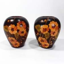 Par De Madeira Antigo australiana que virou Vasos Pintado Marchetada Estilo Design Flor comprar usado  Enviando para Brazil