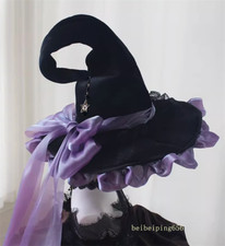 Chapéu mágico de abas grandes Lolita chapéu bruxa gótico escuro Halloween cosplay caseiro comprar usado  Enviando para Brazil