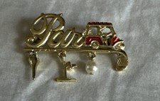 Broche de broche pendurado vintage assinado Danecraft tom dourado esmalte par carrinho de golfe comprar usado  Enviando para Brazil