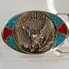 Usado, Fivela de cinto vintage Honda motocicleta 1980 TT pedra turquesa e prata coral comprar usado  Enviando para Brazil