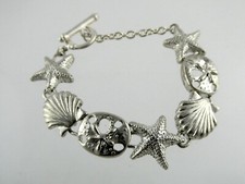 Usado, Pulseira Vintage Silvertone Metal Náutico Sea Life Link 7,5 Polegadas Comprimento 33,6g comprar usado  Enviando para Brazil